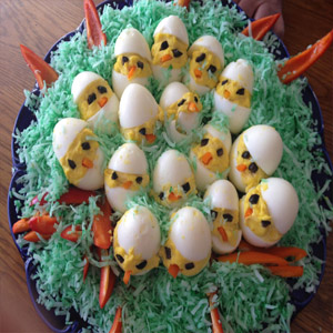 «Цыплята» из вареных яиц