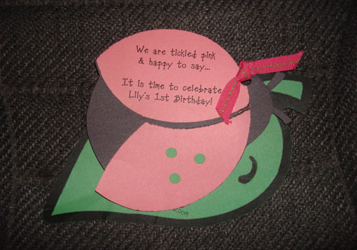 пригласительное "божья коровка на листике"