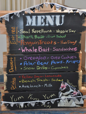 меню для пингвин пати