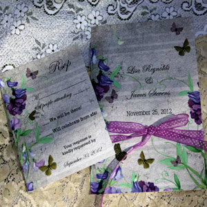 приглвашение с бабочками