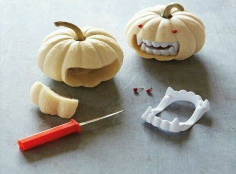 изготовление тыквы-вампира