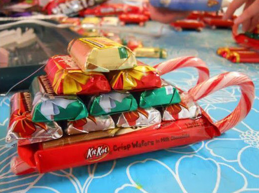 конфетные санки своими руками