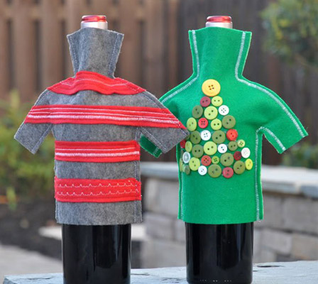 украшаем новогодние бутылки своими руками