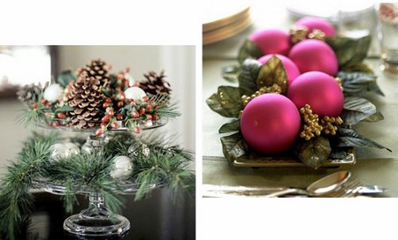 декор стола шишками