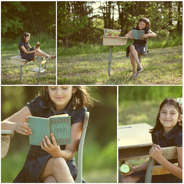 девочка читает в саду