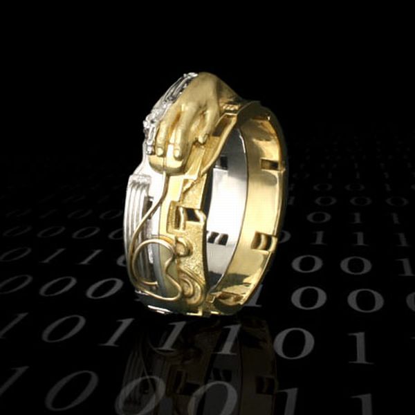 свадебные кольца в виде оригинального символа